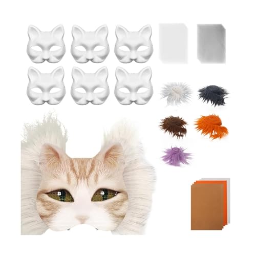 SHINROAD Rollenspiel Gesichtsschutz 29pcs DIY Katze Kit mit Kunstfell Filztuch überstreichbare Hälfte für Halloween Karneval Rollenspiel Maskerade Partys Leicht D SHINROAD Rollenspiel Gesichtsschutz 29pcs DIY Katze Kit mit Kunstfell Filztuch überstreichbare Hälfte für Halloween Karneval Rollenspiel Maskerade Partys Leicht D von SHINROAD