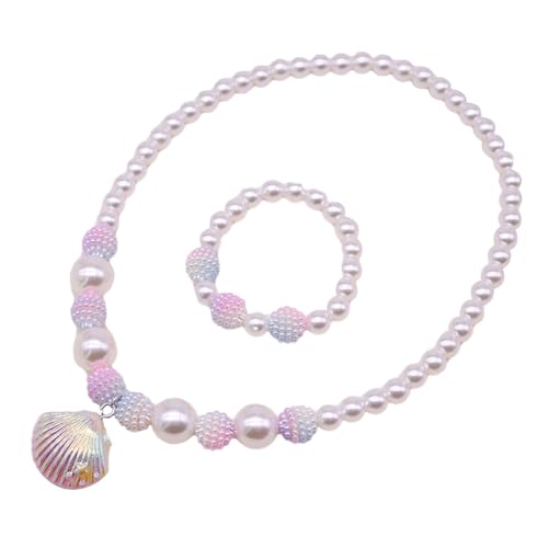 SHINROAD Schöne Muschel Halsketten für Kinder Kinder Halsketten Halsketten entzückende Imitation Perlen Meerjungfrau Perlen Schmuckschalen -Halsketten Armband Set für Mädchen Violett SHINROAD Schöne Muschel Halsketten für Kinder Kinder Halsketten Halsketten entzückende Imitation Perlen Meerjungfrau Perlen Schmuckschalen -Halsketten Armband Set für Mädchen Violett von SHINROAD