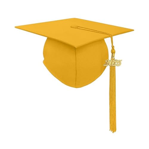 SHINROAD Spandex Graduation Cap Quaste Set mit 2025 Unisex Erwachsene Matt für High School Bachelor Master Zeremonien Zubehör Gelb von SHINROAD