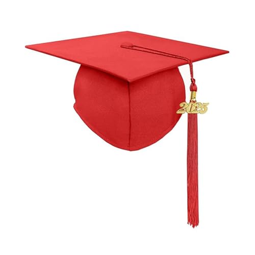 SHINROAD Spandex Graduation Cap Quaste Set mit 2025 Unisex Erwachsene Matt für High School Bachelor Master Zeremonien Zubehör Rot von SHINROAD