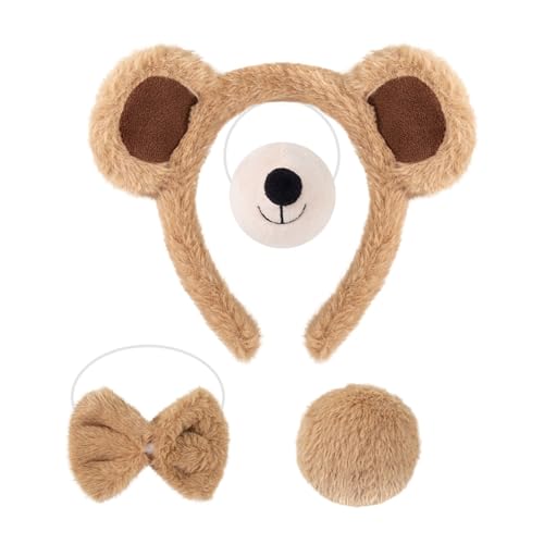SHINROAD Stirnband Party Prop Cartoon Ohr Bär Haarreifen mit Plüsch Nase Elastische Fliege Runder Schwanz Spaß für Mädchen Cosplay Halloween Partys G SHINROAD Stirnband Party Prop Cartoon Ohr Bär Haarreifen mit Plüsch Nase Elastische Fliege Runder Schwanz Spaß für Mädchen Cosplay Halloween Partys G von SHINROAD