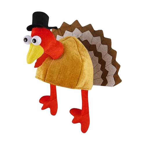 SHINROAD Truthahnaugen Stirnband Neuheit Hut Thanksgiving Kostüm Accessoire Plüsch Kopfbedeckung Henne Hähnchenbein für Neujahrsparty A Einheitsgröße von SHINROAD