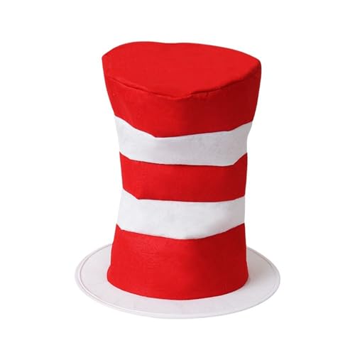 SHINROAD Verspielte gestreifte Mütze Red White Top Hut für Kinder Fun Party Accessoire Leichte Polyester Fühle komfortable Kopfbekleidung Feierlichkeiten Schulveranstaltungen 1pc Einheitsgröße von SHINROAD