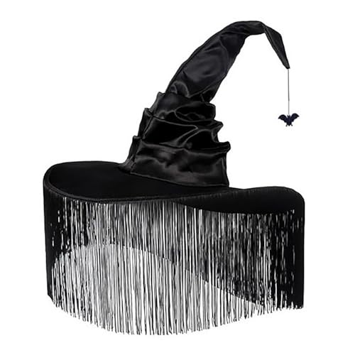 SHINROAD Vielseitigem Hexenhut Design Langlebiger Oxford -Kleidungshut Schwarzer Krempe Hexenhut mit Harmoner Halloween Kostümzubehör Schwarz von SHINROAD