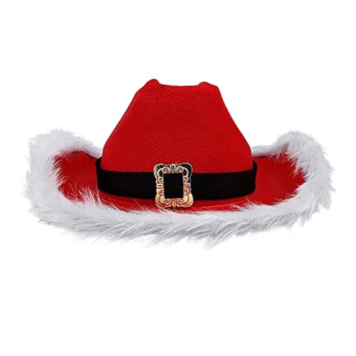 SHINROAD Weihnachtsfeier Red Cowboy Hut Red White Cowboy Hut für Weihnachtsfeier Festlichkeit Weststil Santa Claus Kopfbedeckung Rot SHINROAD Weihnachtsfeier Red Cowboy Hut Red White Cowboy Hut für Weihnachtsfeier Festlichkeit Weststil Santa Claus Kopfbedeckung Rot von SHINROAD