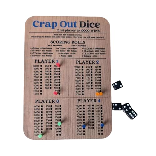 Zehntausend Würfelspiel Pegs Scoreboard Set Holz Kit Crap-Out mit 4 Spielern Nacht Party S von SHINROAD