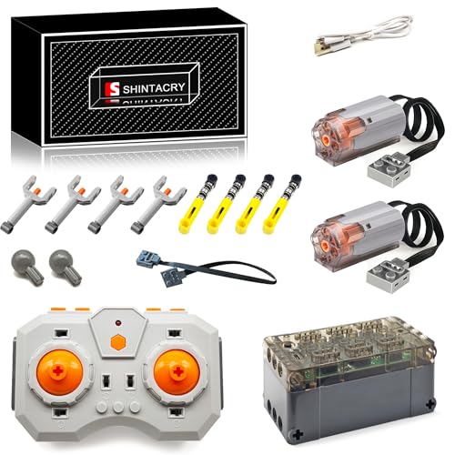 16-teiliges Technik Power Functions Wiederaufladbar Einstellbare Geschwindigkeit Fernbedienung Wiederaufladbares Lithiumbatterie und Hochgeschwindigkeits M Motor Set Kompatibel mit Lego (M Motor × 2) von SHINTACRY