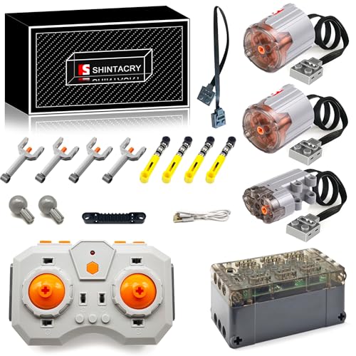 18-teiliges Technik Power Functions Wiederaufladbar Einstellbare Geschwindigkeit Fernbedienungs, Lithiumbatterie und Motor Set Kompatibel mit Lego Technic, 76537 (XL Motor × 2)+(Servo Motor × 1) von SHINTACRY