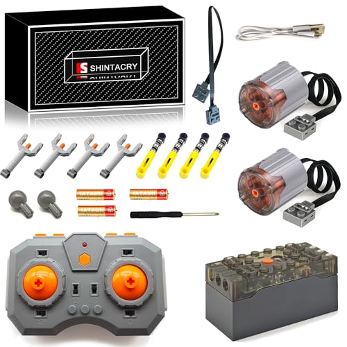 20-teiliges Technik Power Functions Einstellbare Geschwindigkeit Fernbedienung, Wiederaufladbares Lithiumbatterie und Hochgeschwindigkeits M Motor Kompatibel mit Lego Technic, App (XL Motor × 2) von SHINTACRY