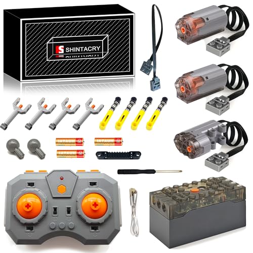 22-teiliges Technik Power Functions Einstellbare Geschwindigkeit Fernbedienungs und Wiederaufladbares Lithiumbatterie Set Kompatibel mit Lego Technic, 92693 × 4, ((M Motor × 2)+(Servo Motor × 1) von SHINTACRY
