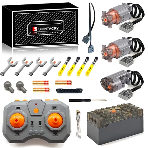 22-teiliges Technik Power Functions L/Servo Motoren, Einstellbare Geschwindigkeit Fernbedienung und Wiederaufladbares Lithiumbatterie Set Kompatibel mit Anderen Großen Bausteine Marken, für Erwachsene von SHINTACRY