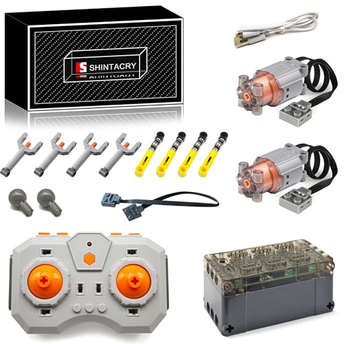 SHINTACRY 18-Teiliges Technik Power Functions Wiederaufladbar Einstellbare Geschwindigkeit Fernbedienungs, Lithiumbatterie und Hohe Geschwindigkeit L Motor Set Kompatibel mit Großen Bausteinmarken von SHINTACRY