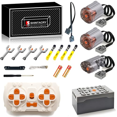 SHINTACRY 19-teiliges Technik Power Functions Fernbedienungs und Wiederaufladbares Lithiumbatterie Set Kompatibel mit Lego Technic, App-Steuerung, Bewegungsrouten ((XL Motor × 2)+(Servo Motor × 1)) von SHINTACRY