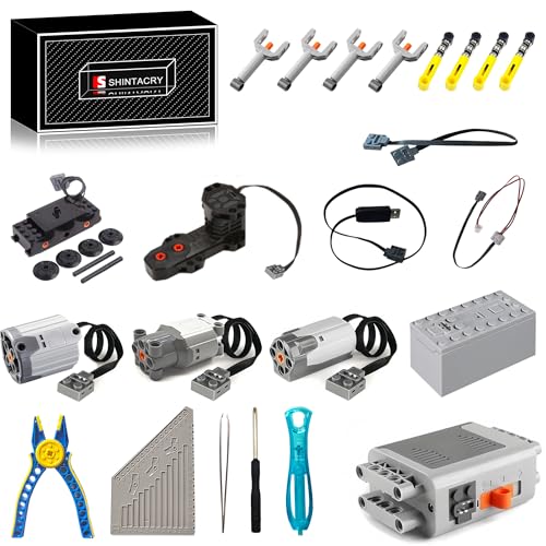 SHINTACRY 19-teiliges Power Functions Hohe Geschwindigkeit Motor Fernbedienungs und Wiederaufladbares Lithiumbatterie Set für Bausteine von SHINTACRY