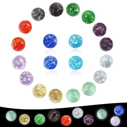 SHIQUAN Murmeln Glas, 20 Stück Murmeln Kinder, 16mm Glasmurmeln Bunt, Glasmurmeln im Dunkeln Leuchten, Bälle für Bällebad, Geeignet für Murmelspiele, Heimdekoration (10 Farben) von SHIQUAN