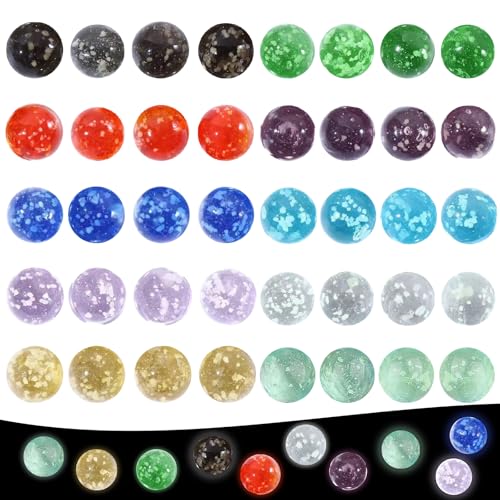 SHIQUAN Murmeln Glas, 40 Stück Murmeln Kinder, 16mm Glasmurmeln Bunt, Glasmurmeln im Dunkeln Leuchten, Bälle für Bällebad, Geeignet für Murmelspiele, Heimdekoration (10 Farben) von SHIQUAN