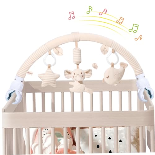 Baby Kinderwagen Spielzeug, weiches Wattesauto -Sitzspielzeug mit niedlichen abnehmbaren Anhängern, quietschende frühe pädagogische sensorische Babygeschenke für Auto, Kinderbett, Zuhause, Elefant, A Baby Kinderwagen Spielzeug, weiches Wattesauto -Sitzspielzeug mit niedlichen abnehmbaren Anhängern, quietschende frühe pädagogische sensorische Babygeschenke für Auto, Kinderbett, Zuhause, Elefant, A von SHITOOMFE