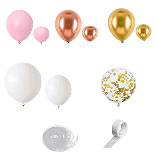 DIY ROSE Gold Weißer Ballon Garland Erz Kit 160pcs mit Konfetti -Luftballons Hintergrund Mädchen Geburtstag Hochzeit Verlobungsfeier Party Dekoration (Pink White) Ballon von SHITOOMFE
