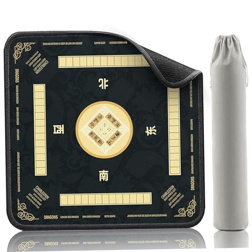 Mahjong Mat, Mahjong-Mat mit Regeln, 31, 5x31.5 Spiele zur Rausch-Reduktion für/Poker/Brettspiele, Schwarz von SHITOOMFE