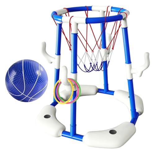 SHITOOMFE Basketball-Hoop-Pool, Pool Basketball-Hoop, 2-in-1-schwimmende & Ring-Toss-Spielzeug, Schwimmerspiele mit 1 Bällen und 12 Ringe für Kinder Erwachsene, Blau SHITOOMFE Basketball-Hoop-Pool, Pool Basketball-Hoop, 2-in-1-schwimmende & Ring-Toss-Spielzeug, Schwimmerspiele mit 1 Bällen und 12 Ringe für Kinder Erwachsene, Blau von SHITOOMFE