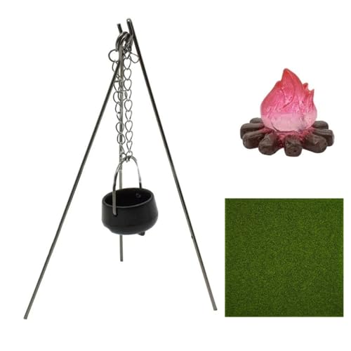 SHITOOMFE Fairy House Accessoires, Mini Cauldron 1:12 Halloween Cauldron mit Bonfire & Turf Dollhouse Accessoires mit Griff & Support Rods SHITOOMFE Fairy House Accessoires, Mini Cauldron 1:12 Halloween Cauldron mit Bonfire & Turf Dollhouse Accessoires mit Griff & Support Rods von SHITOOMFE