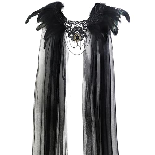SHITOOMFE Federn Schal, Halloween Tulle Cape mit schwarzen Federn Cosplay Super Bösewicht Gothic Cloak Cape für Party, Kostüm, Cosplay SHITOOMFE Federn Schal, Halloween Tulle Cape mit schwarzen Federn Cosplay Super Bösewicht Gothic Cloak Cape für Party, Kostüm, Cosplay von SHITOOMFE