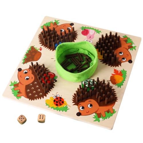 SHITOOMFE Hedgehog-Stick-Spiel Holzfeinmotor Fähigkeiten Spielzeug Hedgehog Plug-in-Spiel Frühes Bildungszählspielzeug für Kinder, sensorisches Spielzeug für Babys von SHITOOMFE