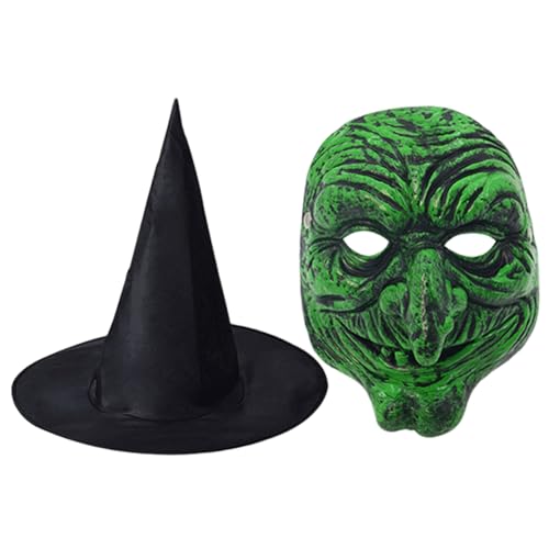 SHITOOMFE Hexenkostüm Hexenhut mit gruseliger Maske realistische Halloween -Kostüme für Cosplay Haunted House Party SHITOOMFE Hexenkostüm Hexenhut mit gruseliger Maske realistische Halloween -Kostüme für Cosplay Haunted House Party von SHITOOMFE