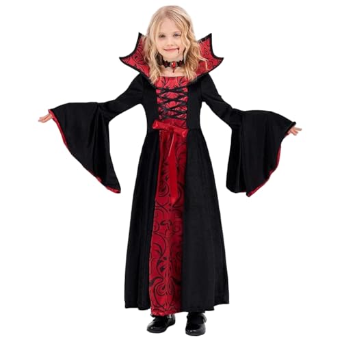 SHITOOMFE Mädchen Vampirkostüm, Vampirkostüm für Mädchen Gothic Royal Kids for Dress Up Party, Cosplay, Themenparty, s von SHITOOMFE