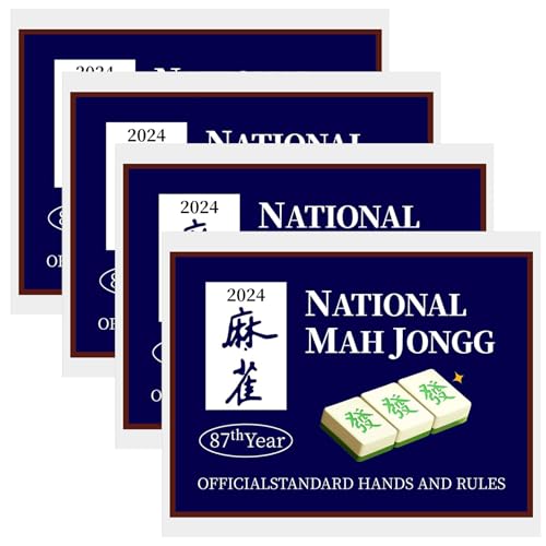 SHITOOMFE Mahjong -Karte, Mahjong -Karten 2024 4pcs Blue National Mahjong Karten offizielle Standardhände und Regeln Mahjong Karten 2024 großer Druck Mahjong Scorecard von SHITOOMFE