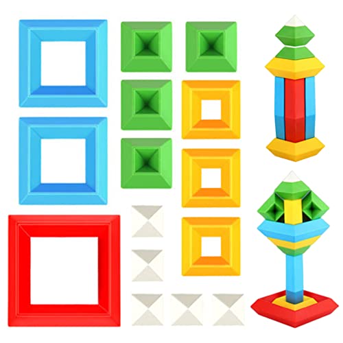 SHITOOMFE Pyramid -Stapel -Spielzeugbausteine Helle Farbpyramidengebäudespielzeug für Kinder Early Educational Toy für Kinder Geburtstagsgeschenk 15pcs, Pyramid -Stapelspielzeug von SHITOOMFE