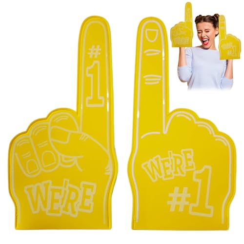 SHITOOMFE Schaumfinger, 2pcs Giant Foam Finger, 18 Zoll Schaumhände, universeller Cheerleading -Schaumfingerzeiger für Sportveranstaltungen Games Yellow Gladiatoren Schaumfinger von SHITOOMFE