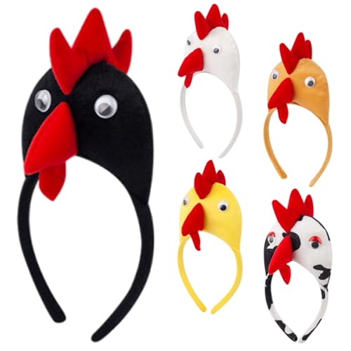 Stirnband, Tierstirnbänder 5pcs niedliche Plüsch -Hühnchen -Stirnband Elastizität Cosplay lustige Stirnbänder für Erwachsene Kinder Haarzubehör Foto Requisiten von SHITOOMFE