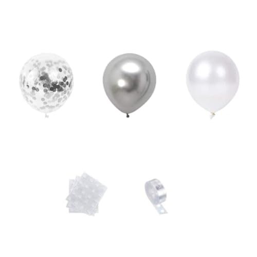 Weißer Silberballon -Garland -Kit, 100pcs weiß silberne Metallic Chrom und Silver Confetti -Luftballons mit Ballonband für Hochzeit, Spezialveranstaltungen Party -Dekoration..Ballon von SHITOOMFE