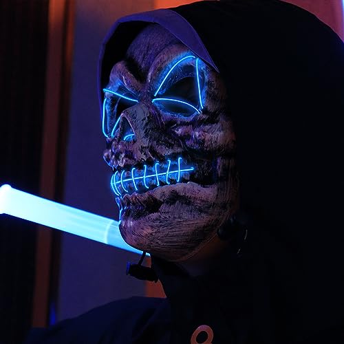 SHIYOUO LED Halloween Maske, 3 Steuerbare Verschiedene Blinkmodi Masken, Grusel Purge Maske Dunkeln Leuchten Augen Cosplay Grusel Karneval Fasching Halloween Party Maske - A, Einheitsgröße von SHIYOUO