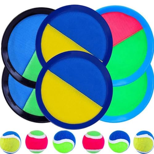 12er Klettballspiel Klettball Set(6 Paddel & 6 Bälle) Kinder Erwachsene Strandspielzeug Pool Spielzeug Ballspiele für Draußen Wurfspiel Garten Outdoor Spielzeug Geschenke 3-12 Jahre Junge Mädchen von SHJOEE