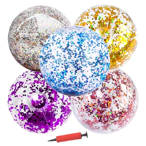 SHJOEE 5 Stück Wasserball Aufblasbar 40cm Inflatable Pailletten Beach Ball Glitter Strandball Sommer Poolball Outdoor Activity Schwimmbad Pool Beach Party Wasserspielzeug für Kinder Erwachsene SHJOEE 5 Stück Wasserball Aufblasbar 40cm Inflatable Pailletten Beach Ball Glitter Strandball Sommer Poolball Outdoor Activity Schwimmbad Pool Beach Party Wasserspielzeug für Kinder Erwachsene von SHJOEE