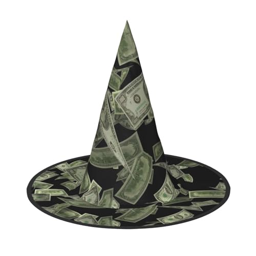 Dollarzeichen Gelddruck Halloween Kegel Hexenhut Cosplay für Frauen Zauberer Hut Maskerade Halloween Party Zubehör von SHLXMDNZ