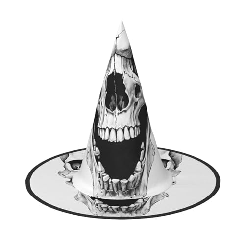 Horror-Totenkopf-Druck, Halloween, Kegel, Hexenhut, Cosplay, für Frauen, Zaubererhut, Maskerade, Halloween-Party-Zubehör von SHLXMDNZ