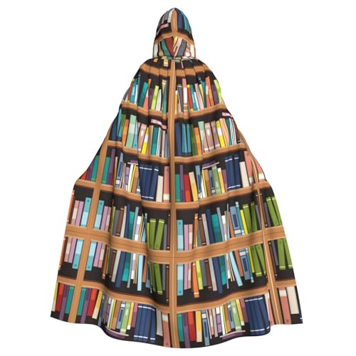 SHLXMDNZ (Bibliotheks-Bücherregal), bedruckter Umhang mit Kapuze, Weihnachts-Kostüm, Unisex, Erwachsene, Halloween, Cosplay, Kostüm für Männer und Frauen von SHLXMDNZ
