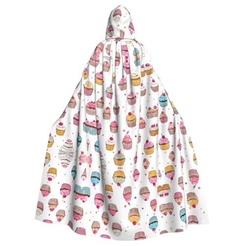 SHLXMDNZ (Delicious Cupcakes) Print Hooded Cloak Christmas Fancy Dress Unisex Adult Halloween Cosplay Costume for Men/Women von SHLXMDNZ