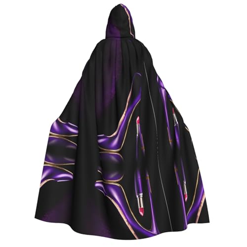 SHLXMDNZ (Elegante lila High Heels mit Lippenstift) Bedruckter dicker Kapuzenumhang Unisex Halloween Umhang Vampir Hexe Zauberer Halloween Weihnachten Cosplay von SHLXMDNZ