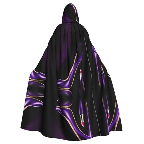 SHLXMDNZ (Elegante lila High Heels mit Lippenstift) Druck Kapuzenumhang Weihnachten Verkleidung Unisex Erwachsene Halloween Cosplay Kostüm für Männer und Frauen von SHLXMDNZ