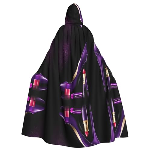 SHLXMDNZ (Elegante lila High Heels mit Lippenstift) Druck Kapuzenumhang Weihnachten Verkleidung Unisex Erwachsene Halloween Cosplay Kostüm für Männer und Frauen von SHLXMDNZ