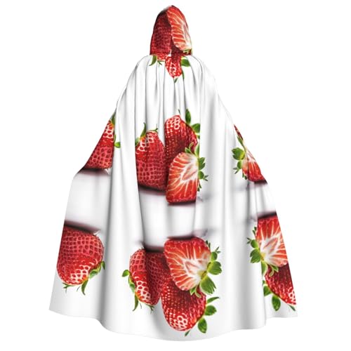 SHLXMDNZ (Fresh Strawberry) Bedruckter dicker Kapuzenumhang Unisex Halloween Umhang Vampir Hexe Zauberer Halloween Weihnachten Cosplay von SHLXMDNZ
