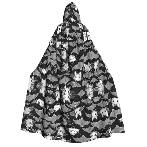 SHLXMDNZ (Halloween Fledermäuse grau) Bedruckter dicker Kapuzenumhang Unisex Halloween Umhang Vampir Hexe Zauberer Halloween Weihnachten Cosplay von SHLXMDNZ