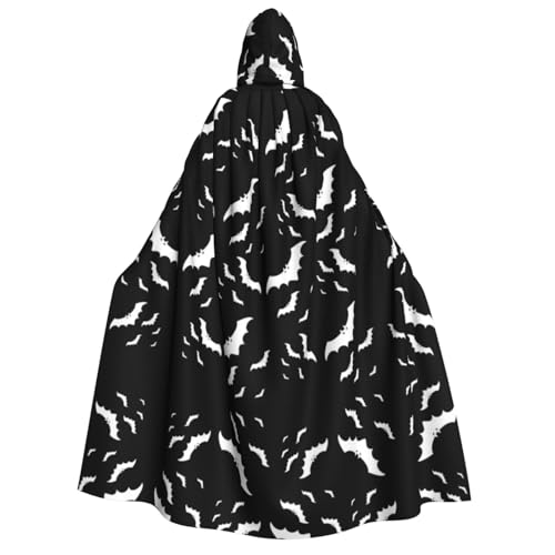 SHLXMDNZ (Halloween fliegende Fledermäuse) bedruckter dicker Kapuzenumhang Unisex Halloween Umhang Vampir Hexe Zauberer Halloween Weihnachten Cosplay von SHLXMDNZ