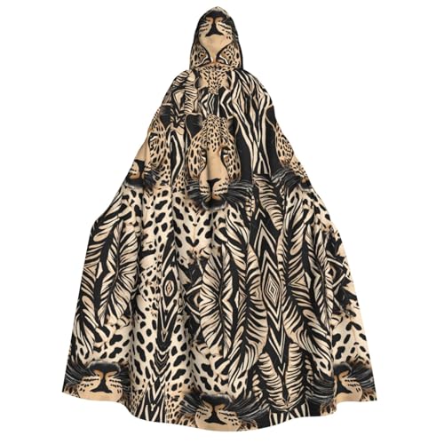 SHLXMDNZ (Leopardenmuster) bedruckter dicker Kapuzenumhang, Unisex, Halloween-Umhang, Vampir, Hexe, Zauberer, Halloween, Weihnachten, Cosplay von SHLXMDNZ