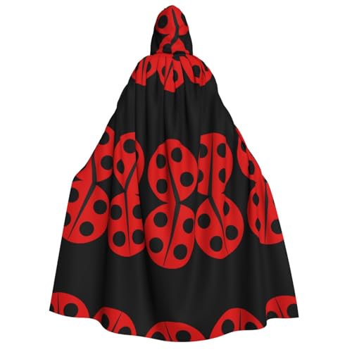 SHLXMDNZ (Marienkäfer) bedruckter dicker Kapuzenumhang, Unisex, Halloween-Umhang, Vampir, Hexe, Zauberer, Halloween, Weihnachten, Cosplay von SHLXMDNZ