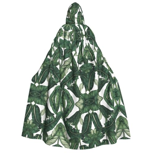 SHLXMDNZ (Tropische Bananenpalmenblätter) bedruckter dicker Kapuzenumhang Unisex Halloween Umhang Vampir Hexe Zauberer Halloween Weihnachten Cosplay von SHLXMDNZ
